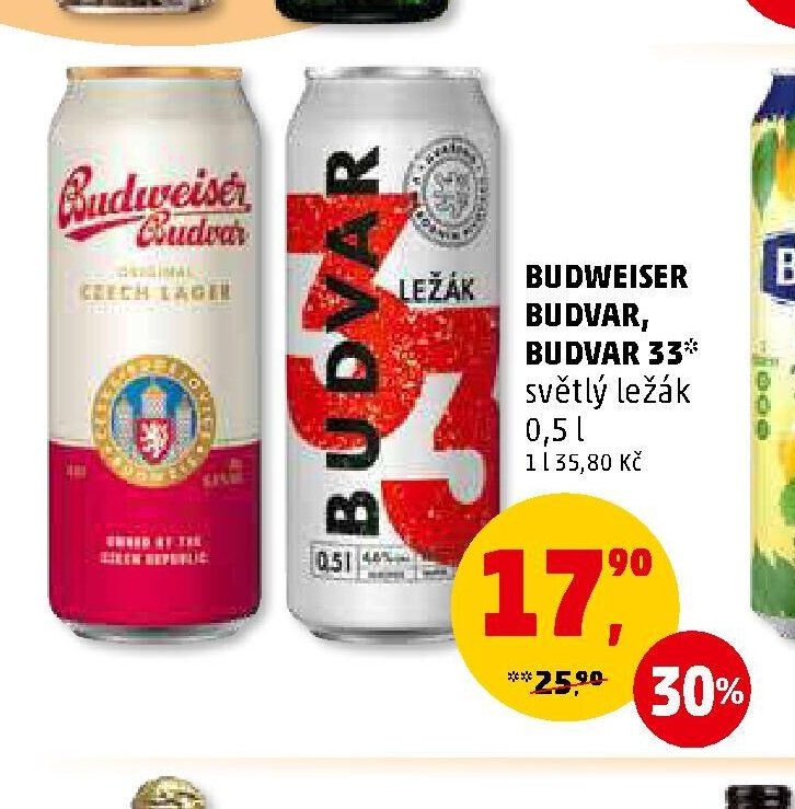 BUDWEISER BUDVAR, BUDVAR 33 světlý ležák