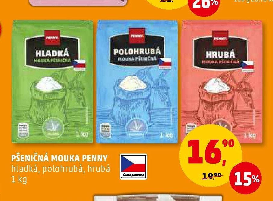 PŠENIČNÁ MOUKA PENNY (hladká, polohrubá, hrubá)