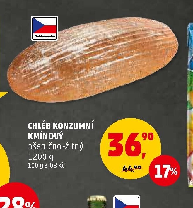 CHLÉB KONZUMNÍ KMÍNOVÝ pšenično-žitný 1200 g