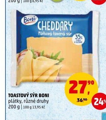 Toastový sýr Boni plátky