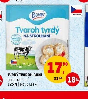 Tvrdý tvaroh Boni na strouhání