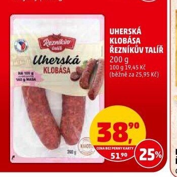 UHERSKÁ KLOBÁSA ŘEZNÍKŮV TALÍŘ 200 g