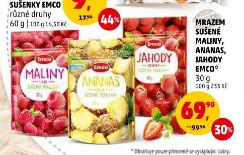 MRAZEM SUŠENÉ MALINY, ANANAS, JAHODY EMCO
