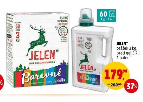 JELEN prášek 3 kg, prací gel 2,7 l