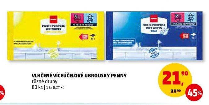 VLHČENÉ VÍCEÚČELOVÉ UBROUSKY PENNY různé druhy