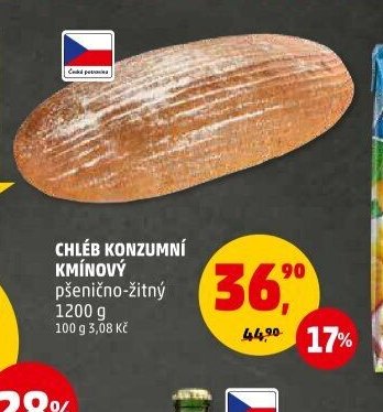 CHLÉB KONZUMNÍ KMÍNOVÝ pšenično-žitný 1200 g