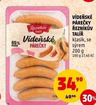 Vídeňské párečky Řezníkův talíř