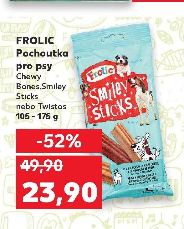 FROLIC Pochoutka pro psy Chewy Bones, Smiley Sticks nebo Twistos 105 - 175 g