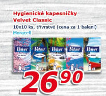 Kapesníčky papírové 3vrstvé Velvet