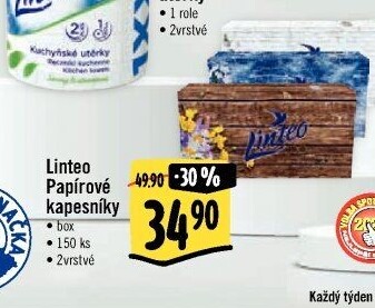 Papírové kapesníčky 2vrstvé Linteo - box