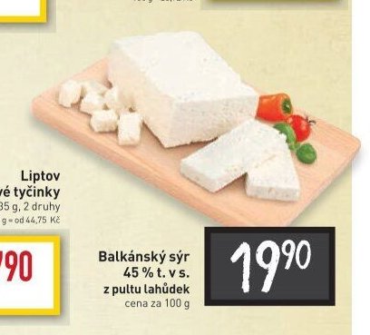 Balkánský sýr 45 % t. v s.