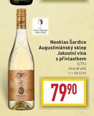 Neoklas Šardice Augustiniánský sklep Jakostní vína s přívlastkem