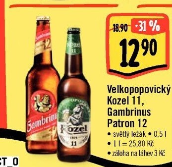 Pivo světlý ležák 12° Patron Gambrinus