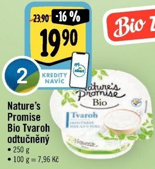 Tvaroh odtučněný bio Nature'