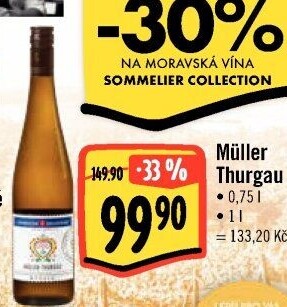 Víno Müller Thurgau Sommelier Collection