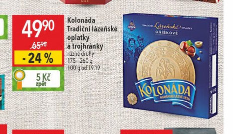 Kolonáda tradiční lázeňské oplatky a trojhránky
