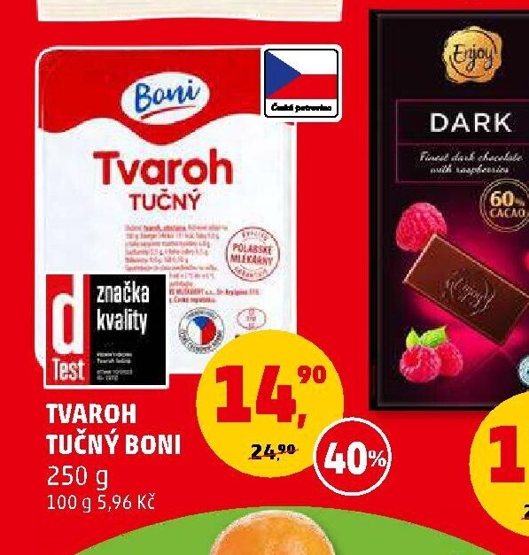 Tvaroh tučný Boni 250 g
