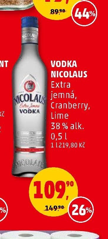 Vodka Nicolaus Extra jemná, Cranberry, Lime 0,5 l
