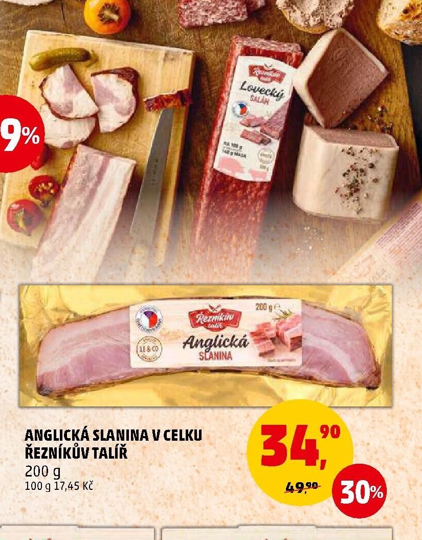 Anglická slanina v celku Řezníkův talíř