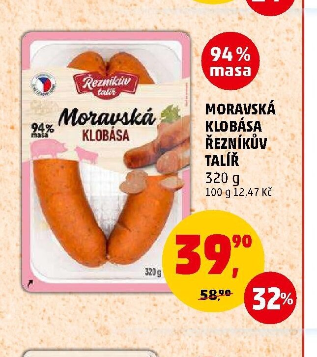 Moravská klobása Řezníkův talíř