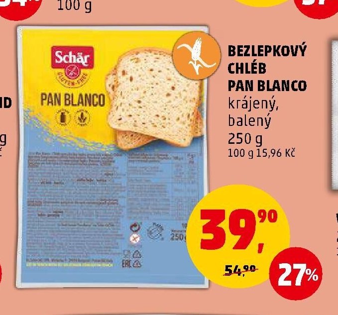 BEZLEPKOVÝ CHLÉB PAN BLANCO