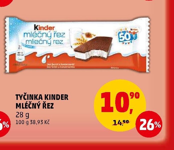 TYČINKA KINDER MLÉČNÝ ŘEZ