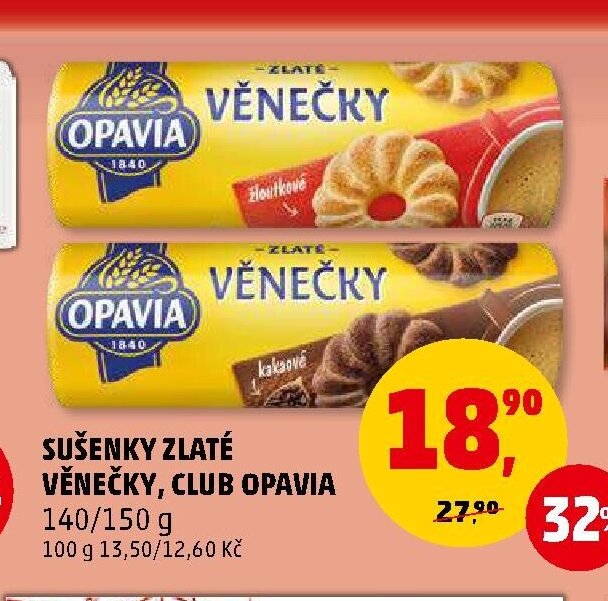SUŠENKY ZLATÉ VĚNEČKY, CLUB OPAVIA 140/150 g