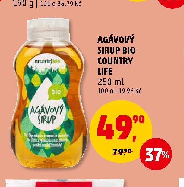 AGÁVOVÝ SIRUP BIO COUNTRY LIFE 250 ml