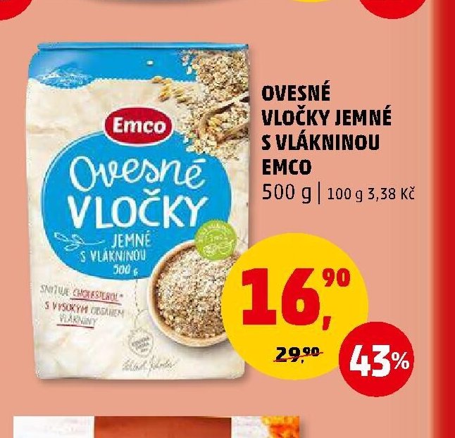 OVESNÉ VLOČKY JEMNÉ S VLÁKNINOU EMCO 500 g