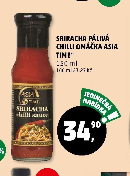 SRIRACHA PÁLIVÁ CHILLI OMÁČKA ASIA TIME