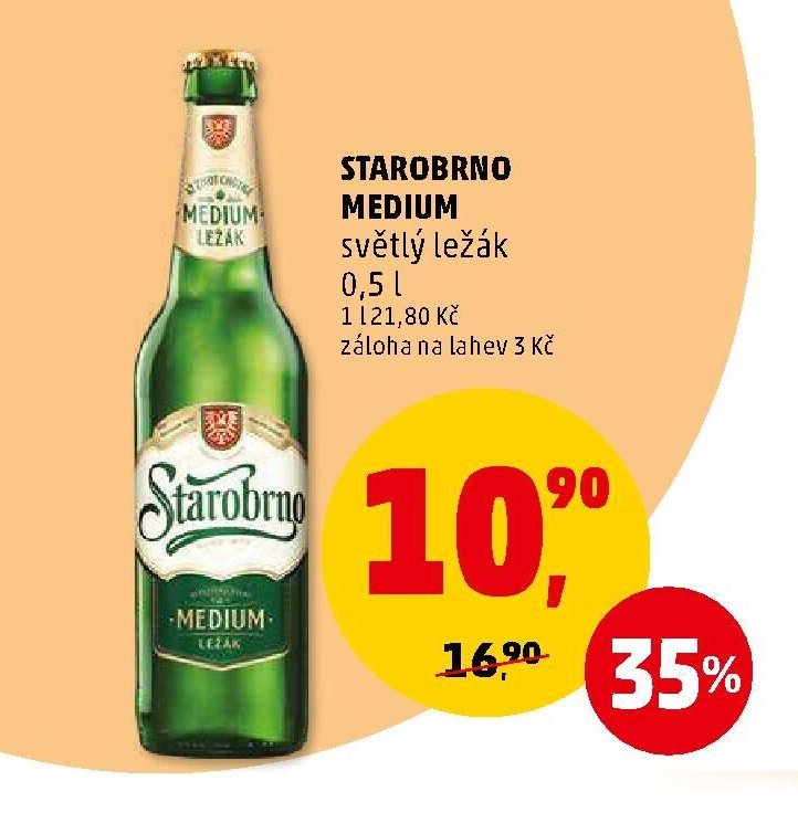 STAROBRNO MEDIUM světlý ležák 0,5 l