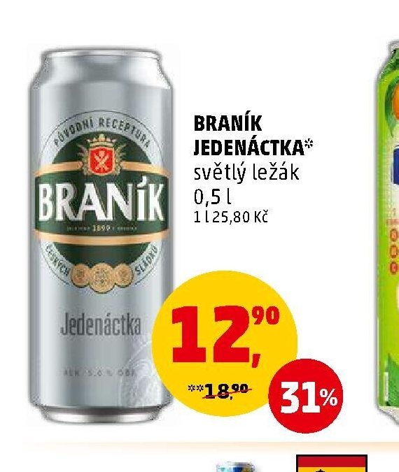 BRANÍK JEDENÁCTKA světlý ležák 0,5 l