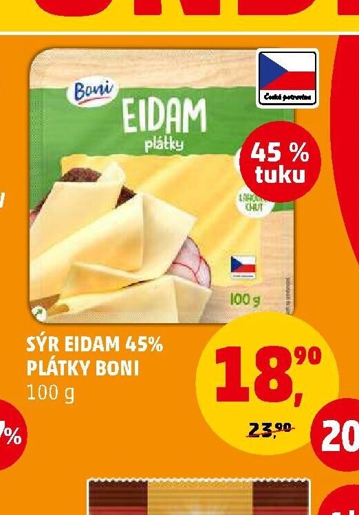 SÝR EIDAM 45% PLÁTKY BONI 100 g