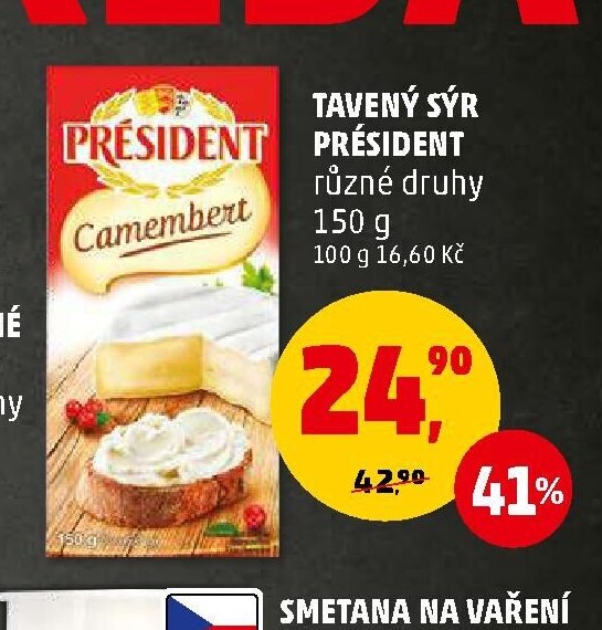 Tavený sýr Président různé druhy