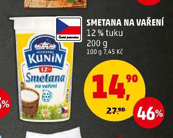 Smetana na vaření 12 % tuku