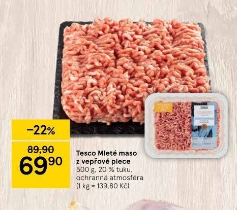 Tesco Mleté maso z vepřové plece