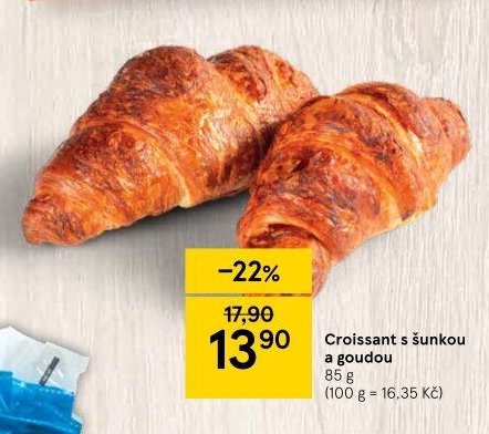 Croissant s šunkou a goudou