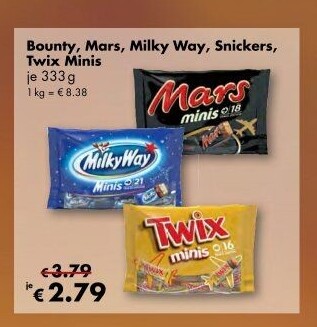 Tyčinky čokoládové Mini Bounty