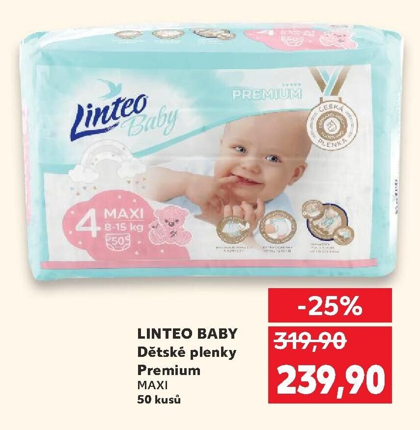 LINTEO BABY Dětské plenky Premium MAXI 50 kusů
