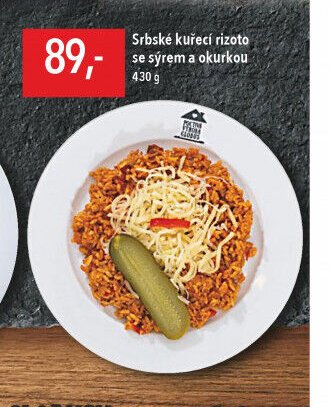 Srbské kuřecí rizoto se sýrem a okurkou