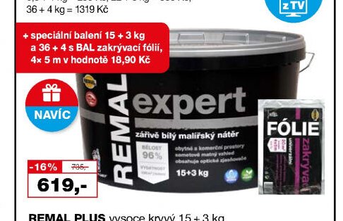 REMAL EXPERT zářivě bílý 15 + 3 kg