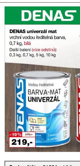 DENAS univerzál mat vrchní vodou ředitelná barva