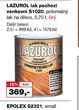 LAZUROL lak pochozí venkovní S1020