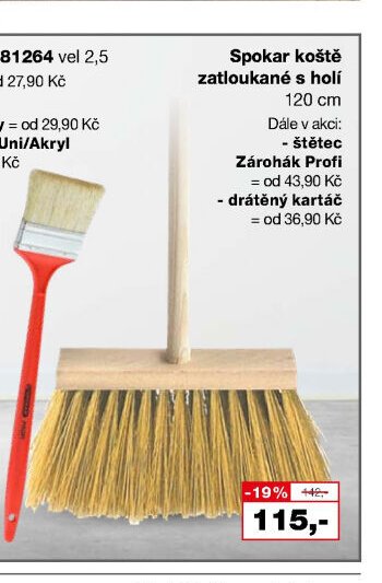 Spokar koště zatloukané s holí