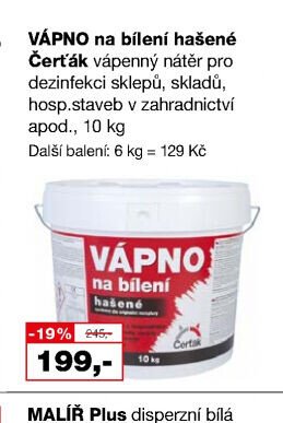 VÁPNO na bílení hašené