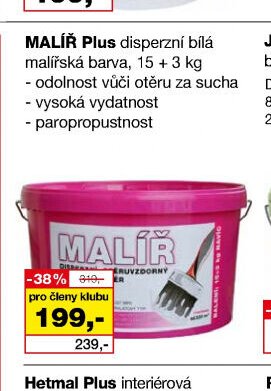 MALÍŘ Plus disperzní bílá malířská barva