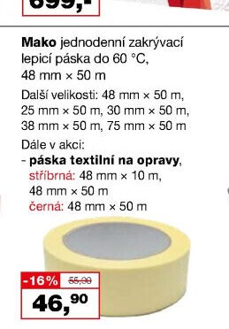 Mako jednodenní zakrývací lepicí páska