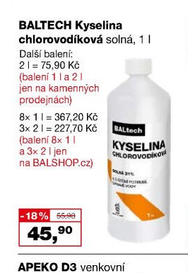 BALTECH Kyselina chlorovodíková solná, 1 l