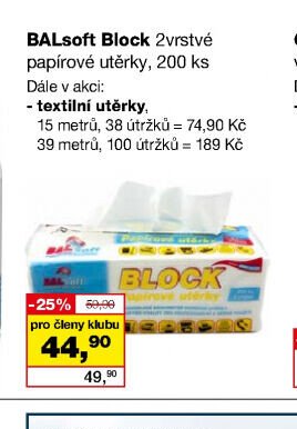 BALsoft Block 2vrstvé papírové utěrky, 200 ks