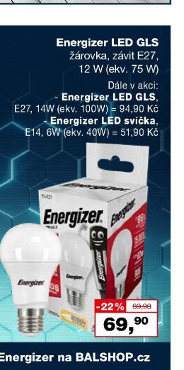 Energizer LED GLS žárovka, závit E27, 12 W